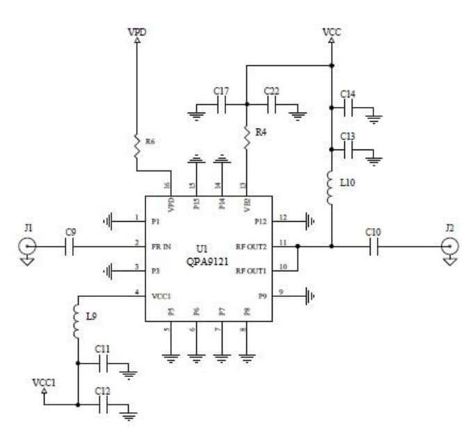 Schematic - Qorvo QPA9121 Evaluation Board